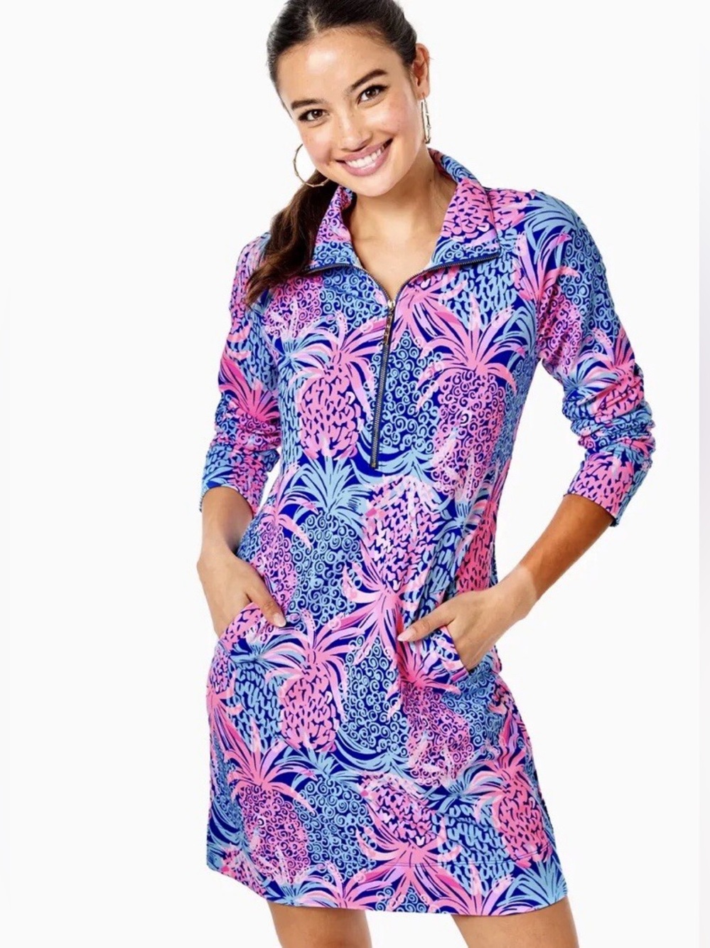 Lilly Pulitzer UPF 50+ Skipper Dress Tropic Down Low size large
